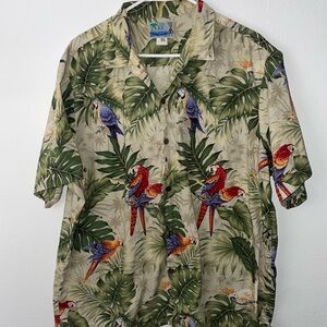 VINTAGE HAWAIIAN SHIRT Parrot Print Men's Shirt 100% cotton